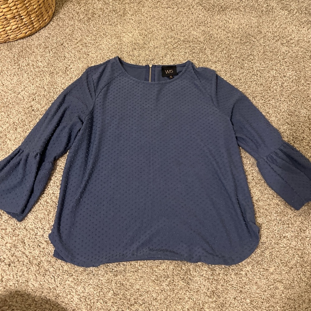 W5 Navy Textured Blouse
